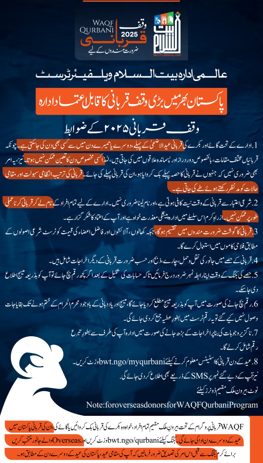  BWT Waqf Qurbani terms and conditions